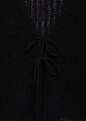 Custom Black Knit Tie-Front Top and Wide-Leg Pant Set