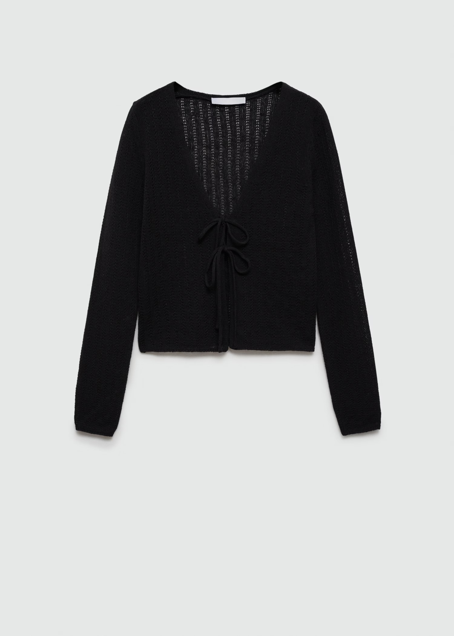 Custom Black Knit Tie-Front Top and Wide-Leg Pant Set