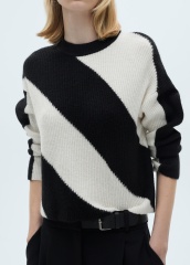 Personalized Black and White Colorblock Knit Sweater
