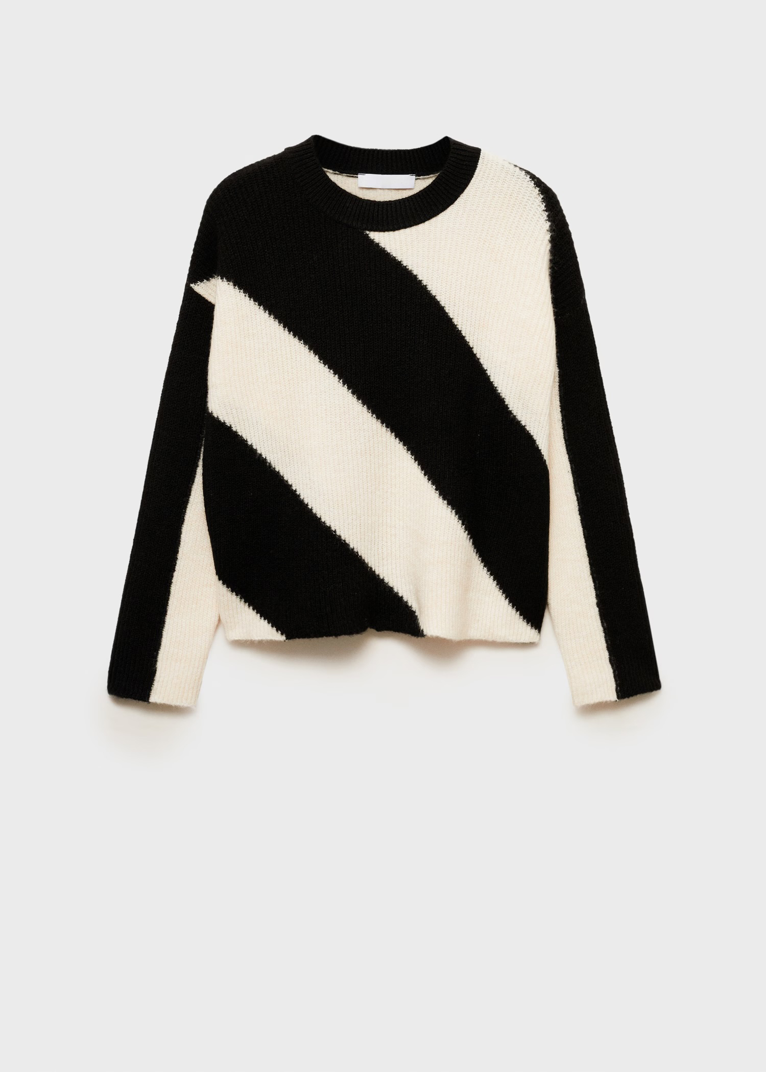 Personalized Black and White Colorblock Knit Sweater