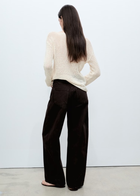 Wholesale Cream Open-Knit Boatneck Sweater