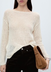 Wholesale Cream Open-Knit Boatneck Sweater