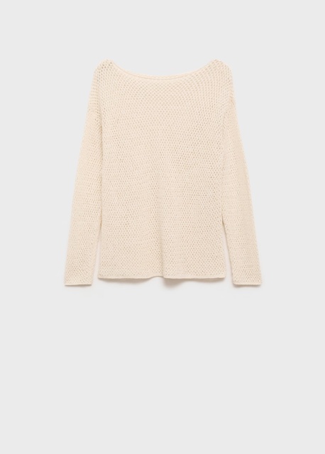 Wholesale Cream Open-Knit Boatneck Sweater