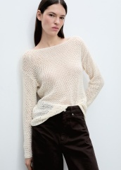 Wholesale Cream Open-Knit Boatneck Sweater