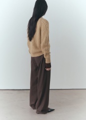 Manufacturer Beige Cable Knit Sweater with Ribbed Detailing