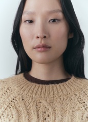 Manufacturer Beige Cable Knit Sweater with Ribbed Detailing