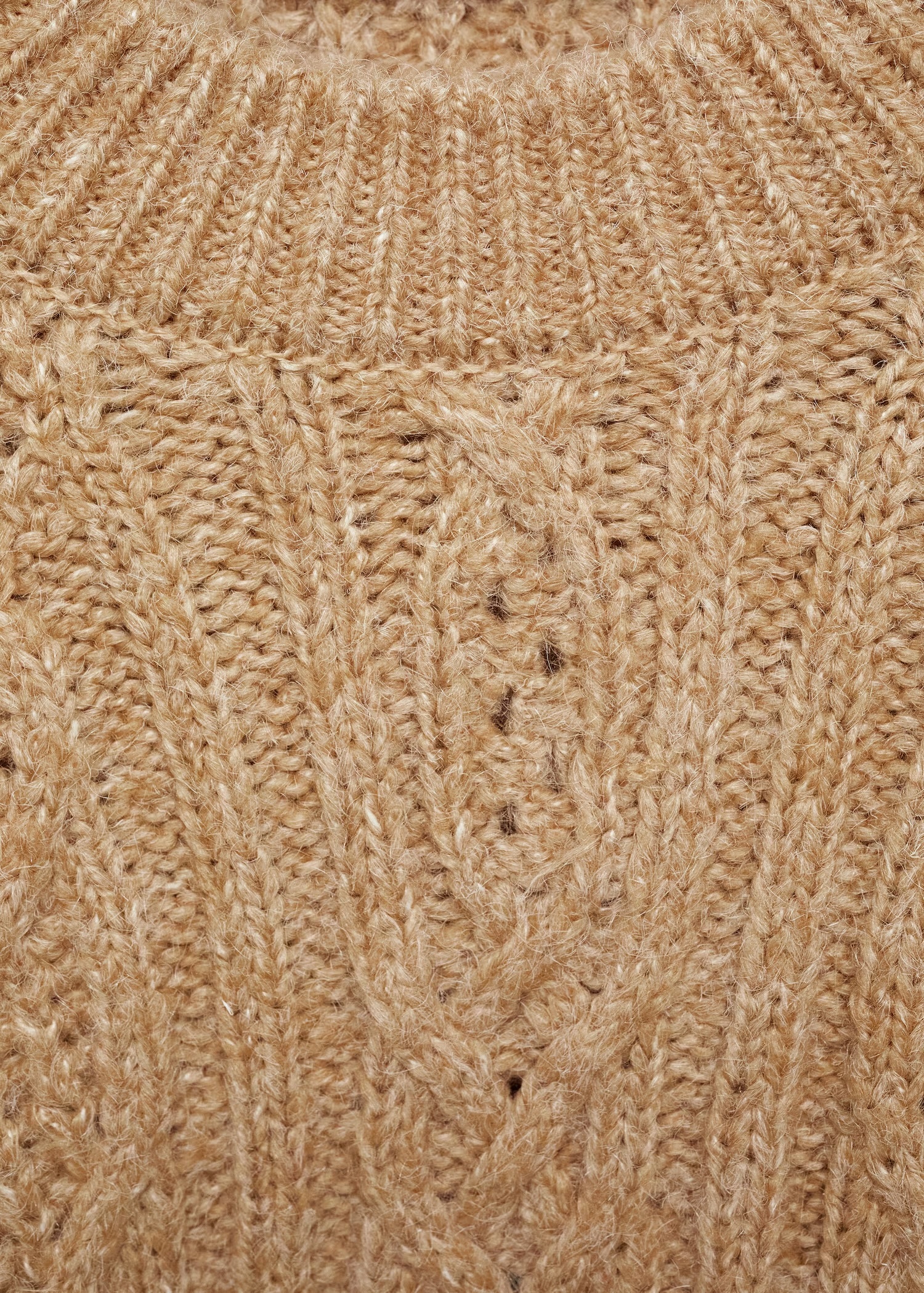 Manufacturer Beige Cable Knit Sweater with Ribbed Detailing