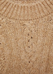 Manufacturer Beige Cable Knit Sweater with Ribbed Detailing