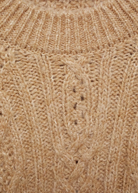 Manufacturer Beige Cable Knit Sweater with Ribbed Detailing