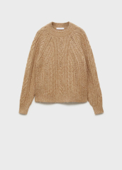 Manufacturer Beige Cable Knit Sweater with Ribbed Detailing