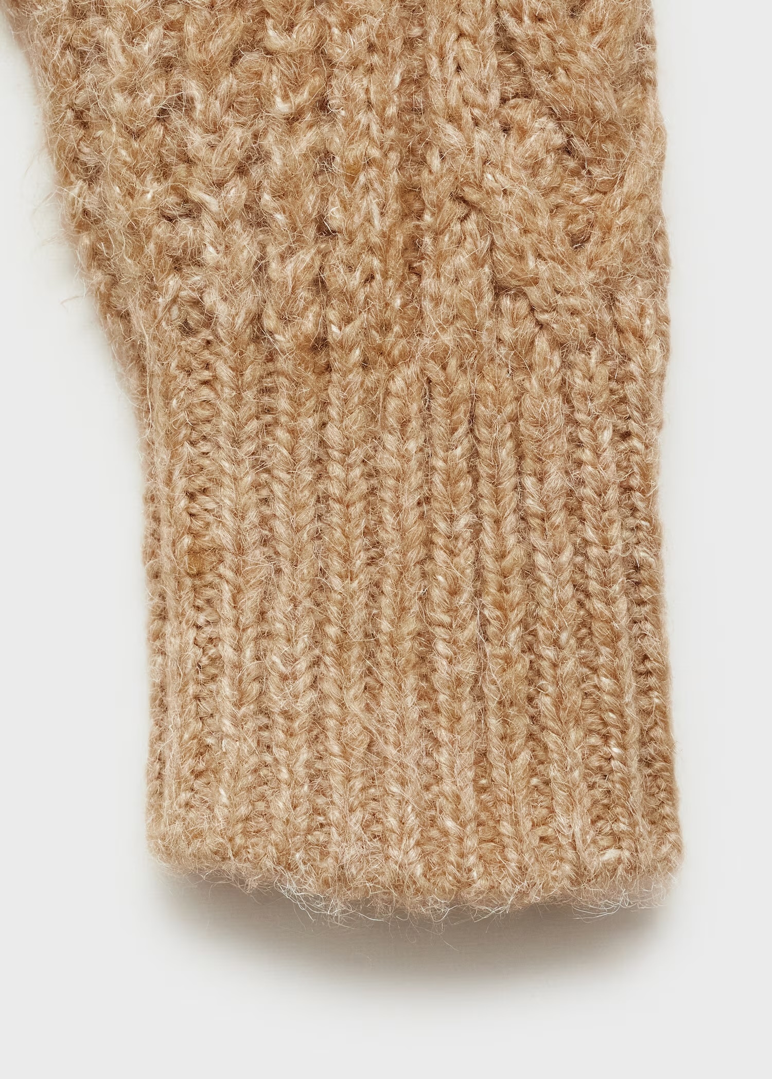 Manufacturer Beige Cable Knit Sweater with Ribbed Detailing