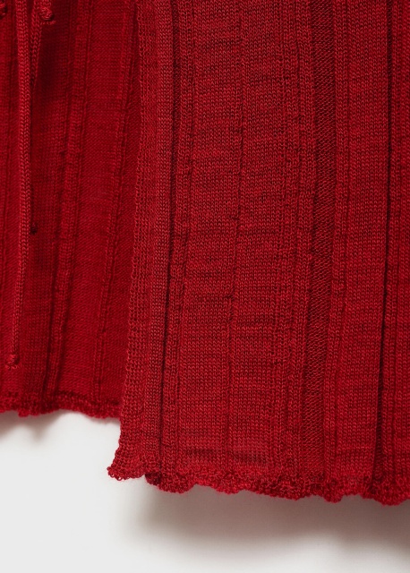 Wholesaler Red Ribbed Knit Tie-Front Top