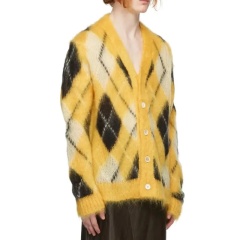 Wholesale Unisex Yellow Argyle Pattern Mohair Cardigan – Customizable, Bulk Orders, Knitwear Manufacturer | Jubaodi