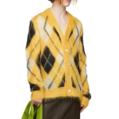 Wholesale Unisex Yellow Argyle Pattern Mohair Cardigan – Customizable, Bulk Orders, Knitwear Manufacturer | Jubaodi