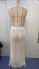 Personalized White Crochet Bikini Set with Mesh Skirt – Customizable, Wholesale, Bulk Orders | Jubaodi