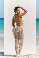 Custom Design Beige Crochet Open-Back Maxi Dress – Wholesale, Bulk Orders, Custom Beachwear Manufacturing | Jubaodi
