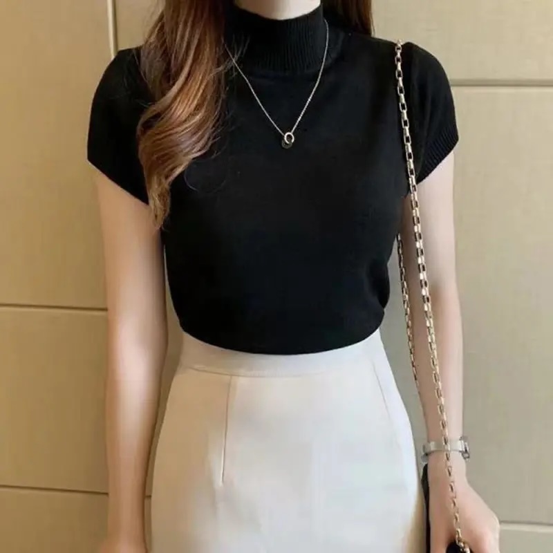 OEM Available Women's Green Knit Short-Sleeve Top – Customizable, Wholesale, Bulk Orders | Jubaodi