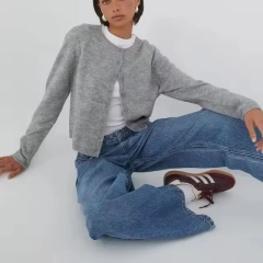 Customized Women's Grey Knit Cardigan – Wholesale, Bulk Orders, Custom Apparel Manufacturing | Jubaodi