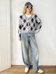 Made-to-Order Argyle Knit Cardigan – Customizable, Wholesale, Bulk Manufacturing | Jubaodi