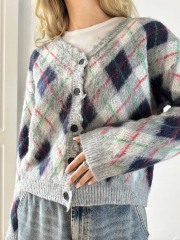 Made-to-Order Argyle Knit Cardigan – Customizable, Wholesale, Bulk Manufacturing | Jubaodi