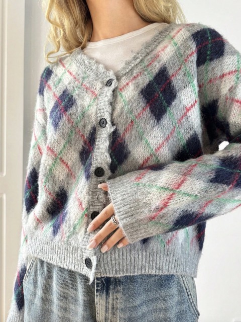 Made-to-Order Argyle Knit Cardigan – Customizable, Wholesale, Bulk Manufacturing | Jubaodi