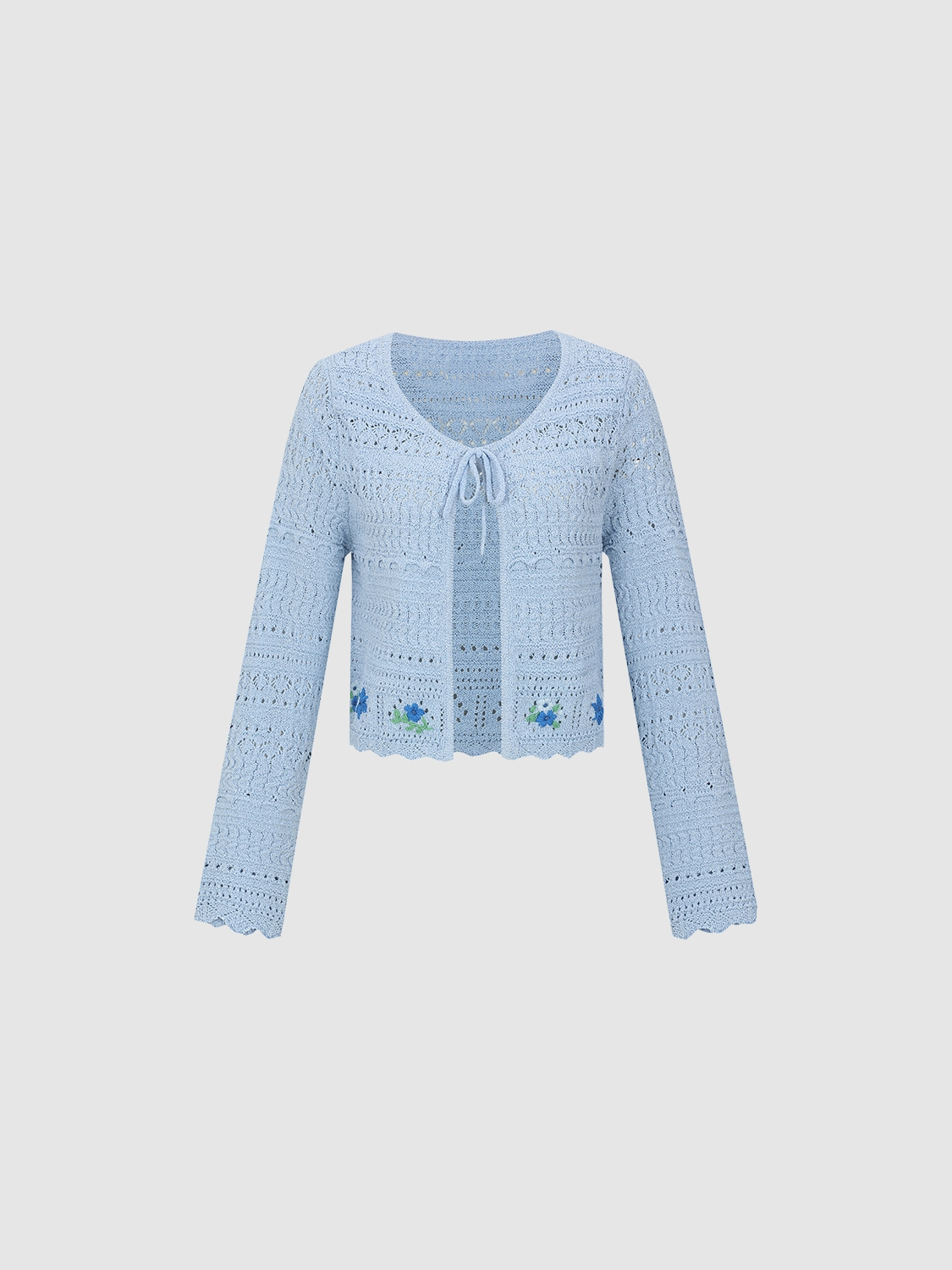 Custom Casual Floral Embroidered Tie-Knit Crochet Cardigan – Wholesale B2B Manufacturing & ODM Services