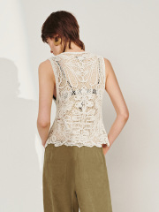 Custom Crochet Tie-Front Sleeveless Textured Lace-Up Waistcoat – Wholesale B2B Manufacturing