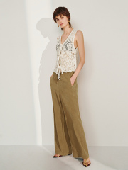Custom Crochet Tie-Front Sleeveless Textured Lace-Up Waistcoat – Wholesale B2B Manufacturing