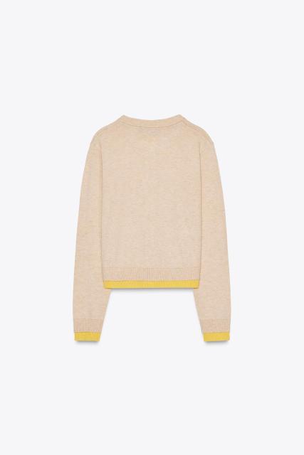 Custom Women's Beige knit with Yellow Trim - Wholesale Manufacturing for B2B