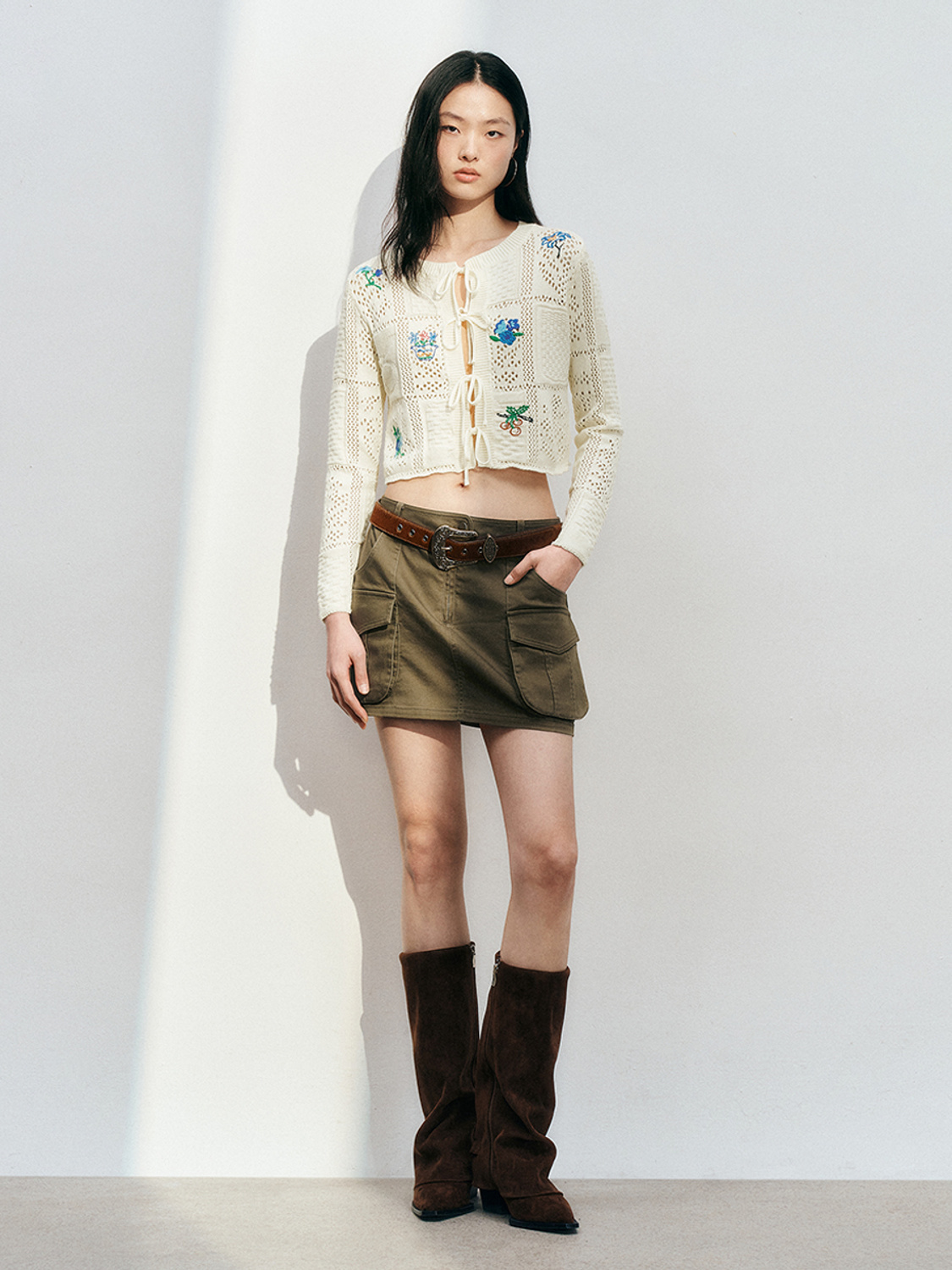Custom Women's Crocheted Cardigan with Floral Embroidery - Wholesale Manufacturing & ODM Services