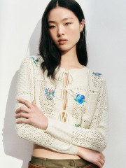 Custom Women's Crocheted Cardigan with Floral Embroidery - Wholesale Manufacturing & ODM Services