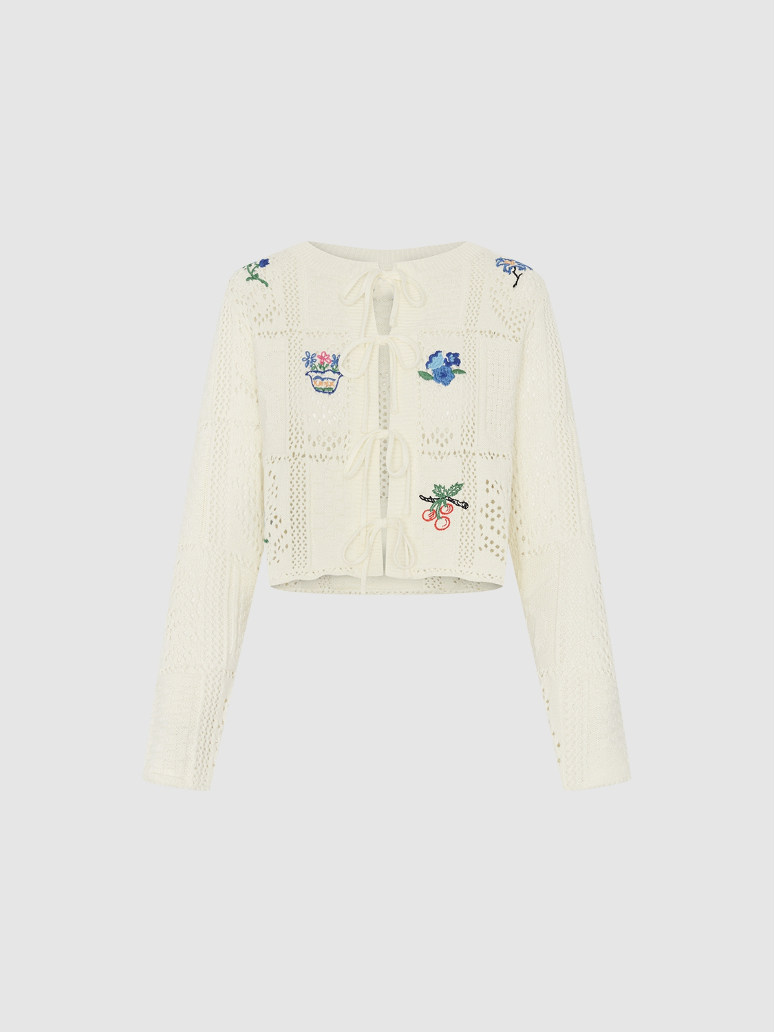 Custom Women's Crocheted Cardigan with Floral Embroidery - Wholesale Manufacturing & ODM Services