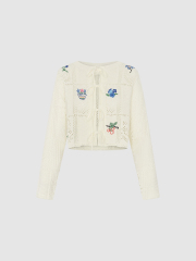 Custom Women's Crocheted Cardigan with Floral Embroidery - Wholesale Manufacturing & ODM Services