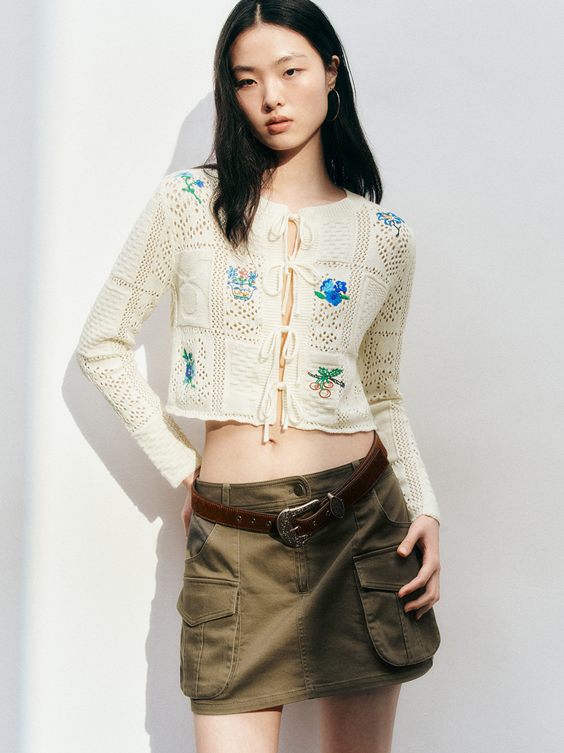 Custom Women's Crocheted Cardigan with Floral Embroidery - Wholesale Manufacturing & ODM Services