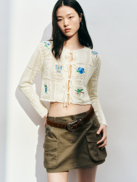 Custom Women's Crocheted Cardigan with Floral Embroidery - Wholesale Manufacturing & ODM Services