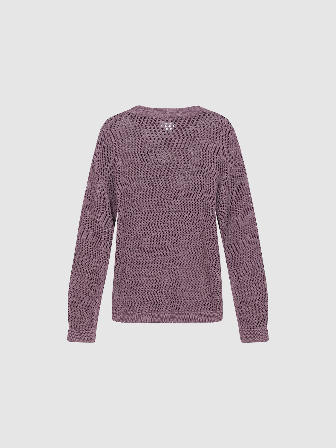 Custom Women’s Purple Crocheted Textured Hollow Crew Neck Sweater – Wholesale & B2B Manufacturing