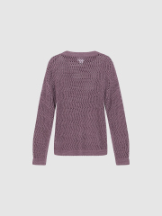 Custom Women’s Purple Crocheted Textured Hollow Crew Neck Sweater – Wholesale & B2B Manufacturing