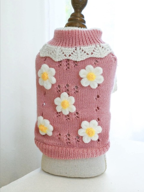Wholesale ODM Floral Knit Dog Sweater – Soft, Stylish Pet Wear for B2B Orders