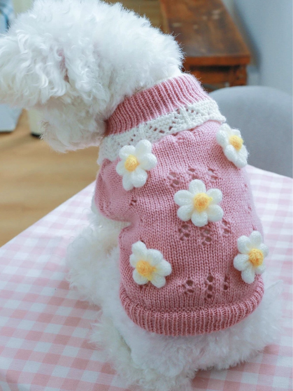 Wholesale ODM Floral Knit Dog Sweater – Soft, Stylish Pet Wear for B2B Orders