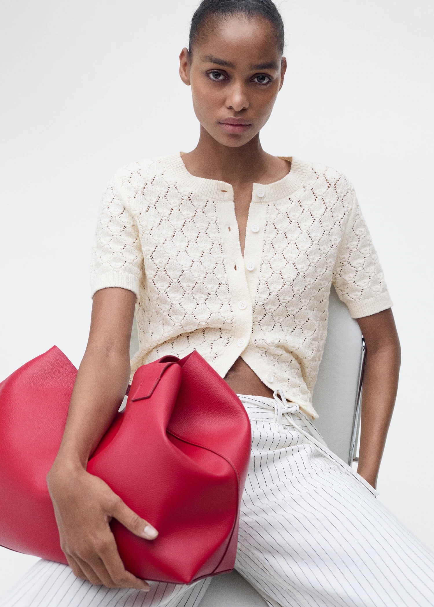 Wholesale Custom Women's Cream Lace Knit Crochet Cardigan – Elegant and Versatile for B2B