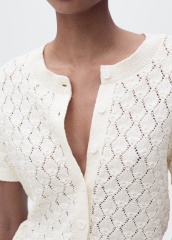 Wholesale Custom Women's Cream Lace Knit Crochet Cardigan – Elegant and Versatile for B2B