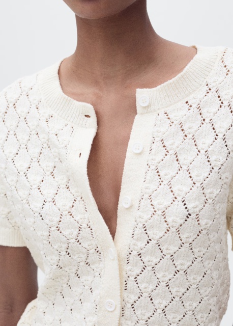 Wholesale Custom Women's Cream Lace Knit Crochet Cardigan – Elegant and Versatile for B2B