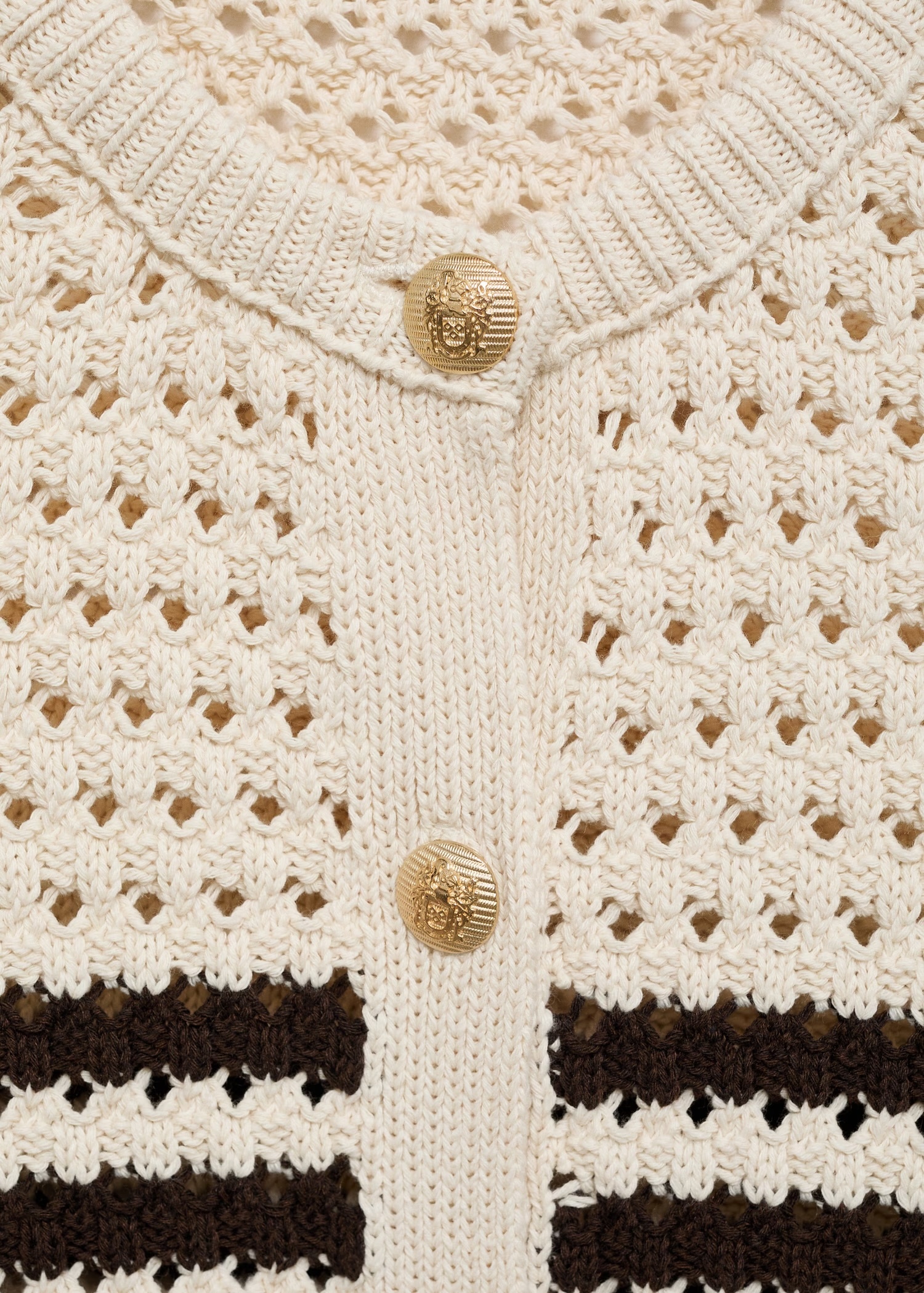 Wholesale Custom Women's Striped Knit Crochet Cardigan in Cream and Brown – Stylish and Comfortable for B2B