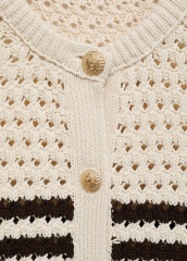 Wholesale Custom Women's Striped Knit Crochet Cardigan in Cream and Brown – Stylish and Comfortable for B2B