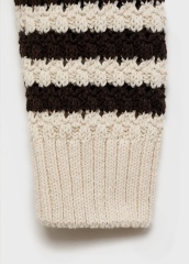 Wholesale Custom Women's Striped Knit Crochet Cardigan in Cream and Brown – Stylish and Comfortable for B2B