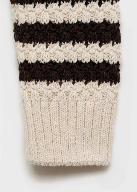Wholesale Custom Women's Striped Knit Crochet Cardigan in Cream and Brown – Stylish and Comfortable for B2B
