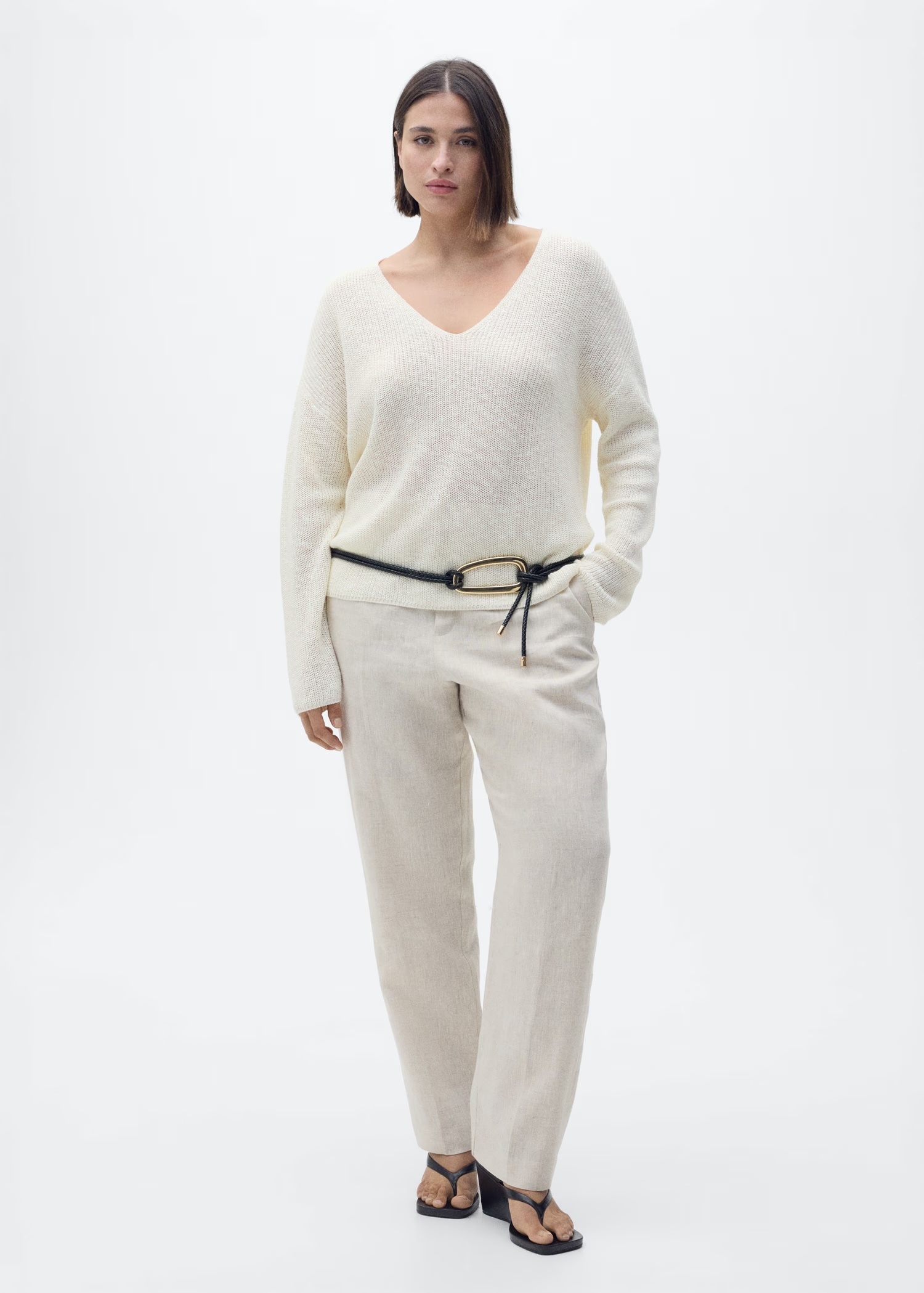 Wholesale Custom Women's Off-Shoulder Two-Piece Knit Sweater in Cream – Stylish and Comfortable for B2B