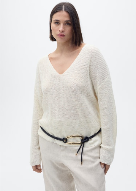 Wholesale Custom Women's Off-Shoulder Two-Piece Knit Sweater in Cream – Stylish and Comfortable for B2B