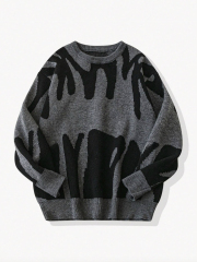 Customizable OEM/ODM Abstract Pattern Crewneck Sweater | Wholesale Fashion Sweaters for Retailers
