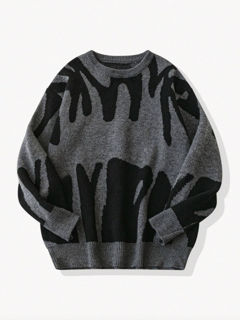 Customizable OEM/ODM Abstract Pattern Crewneck Sweater | Wholesale Fashion Sweaters for Retailers